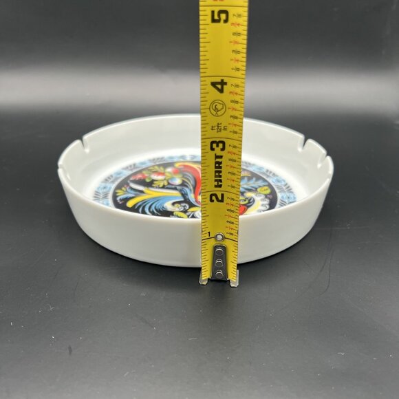 Vintage Berggren Ashtray Norweigan Rosemaling Vaer Saa God Round 7” 1960s MCM - Picture 9 of 9